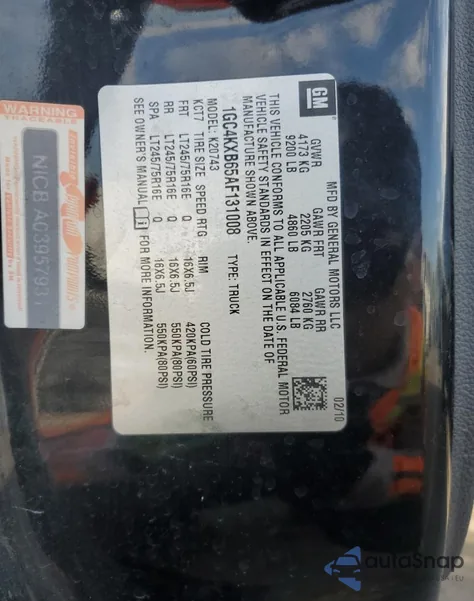 2010 Chevrolet Silverado K2500 Heavy Duty Lt from USA, damaged, VIN 1GC4KXB65AF131008